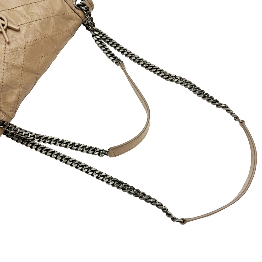 SAINT LAURENT Niki Chain Shoulder Bag Leather Beige - Picture 9 of 11